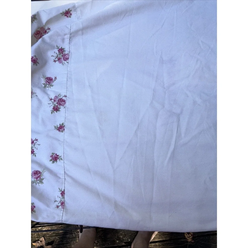Cloth Laundry Bag Drawstring Floral Retro Flower Pink White Green